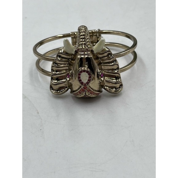 Betsey Johnson Pink Crystals Trunk Up Good Luck Elephant Bangle Hinged  Bracelet - Picture 8 of 13